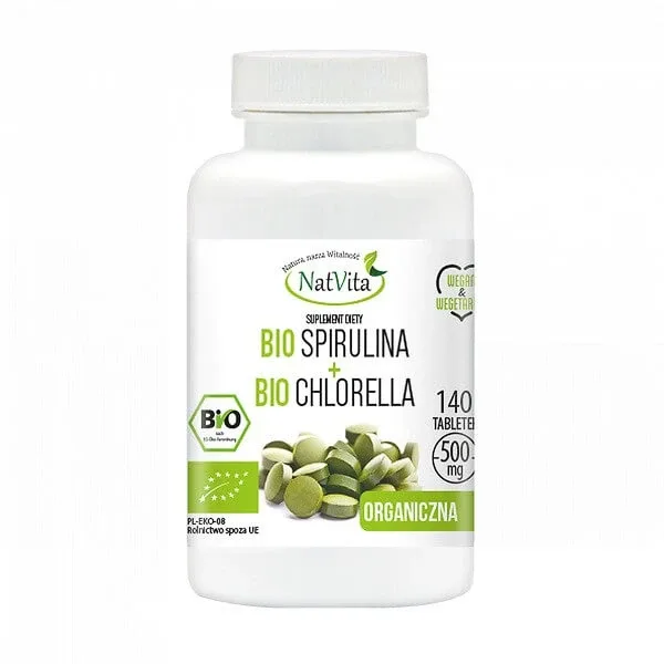 NatVita, Bio Spirulina + Bio Chlorella, tablete, 140 buc. — preț și oferte