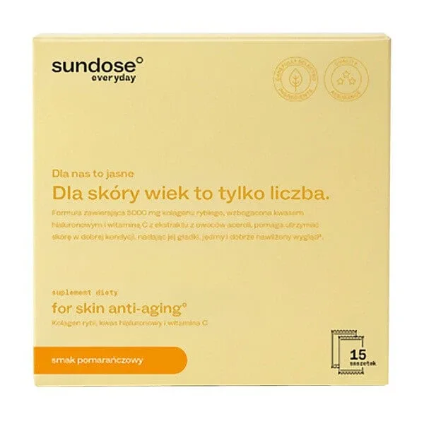 Sundose Everyday For Skin Anti-Aging, pliculețe cu pulbere, aromă de portocale, 15 buc. — preț și oferte