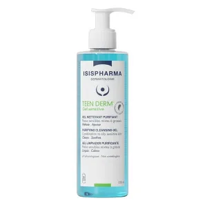 ISISPHARMA TEEN DERM GEL SENSITVE, gel purifiant de curățare facială, 250 ml