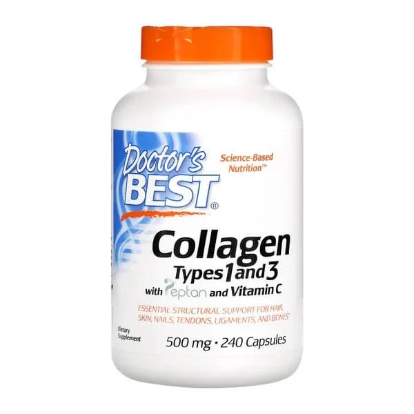 Doctor's Best, Colagen tipuri 1 și 3 cu Peptan și Vitamina C, 500 mg, capsule, 240 buc. Doctor's Best — preț și oferte