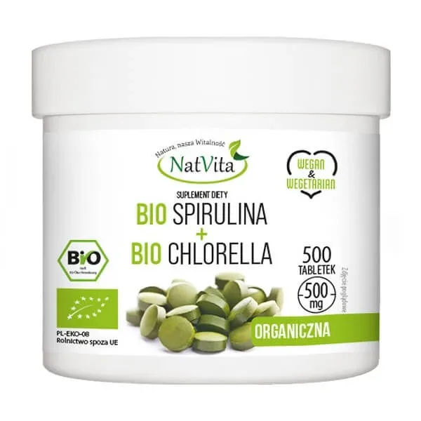 NatVita, Bio Spirulina + Bio Chlorella, tablete, 500 buc. — preț și oferte