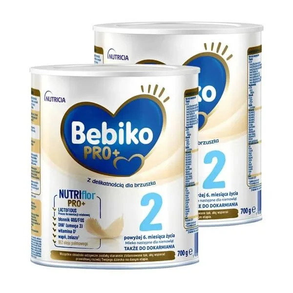 Set de 2x Bebiko PRO+ 2, lapte de continuare pentru sugari peste 6 luni, pulbere, 700 g — preț și oferte