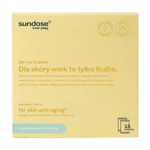 Sundose Everyday For Skin Anti-Aging, pliculețe cu pulbere, aromă de mere și limetă, 15 buc.