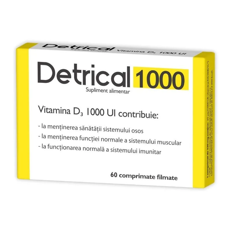 Detrical vitamina D 1000 UI, 60 comprimate, Zdrovit — preț și oferte