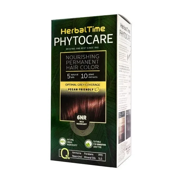 Herbal Time Phytocare, vopsea de păr 6NR, mahon bogat, 130 ml — preț și oferte