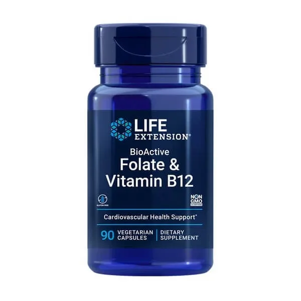 Life Extension BioActive Folate &amp; Vitamina B12, capsule, 90 buc. — preț și oferte