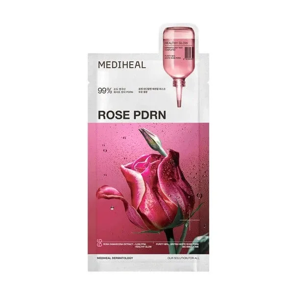 Mediheal Rose PDRN Essential Mask, mască de foi pentru strângerea porilor cu extract de trandafir de Damasc, 24 ml — preț și oferte