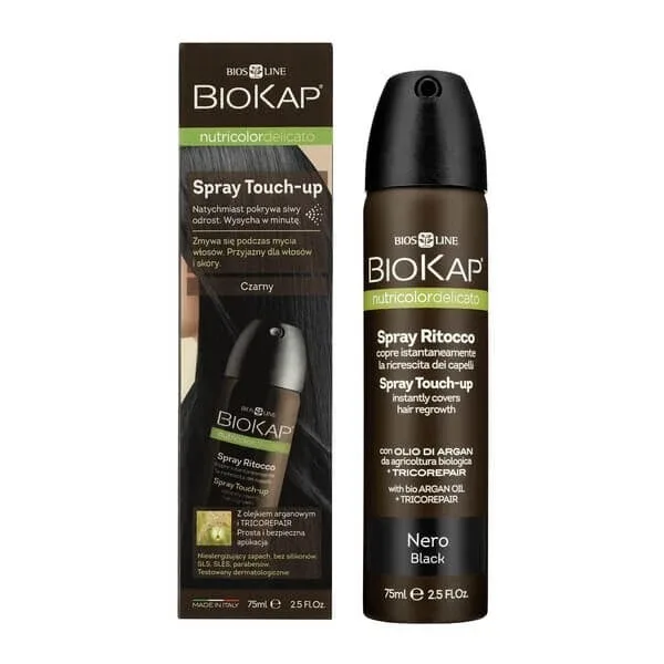 Biokap Nutricolor Delicato Spray Touch Up, spray de retuș pentru rădăcini, negru, 75 ml — preț și oferte