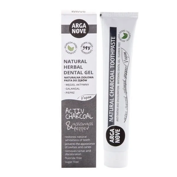Arganove, pastă de dinți ayurvedică de albire cu carbon activ, galangal și piper, 100 g — preț și oferte