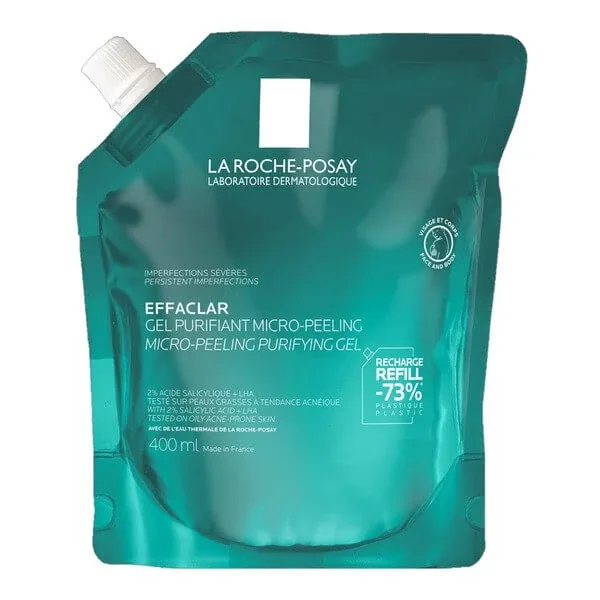 La Roche-Posay Effaclar, gel de curățare micro-peeling pentru față și corp, reîncărcare, 400 ml — preț și oferte