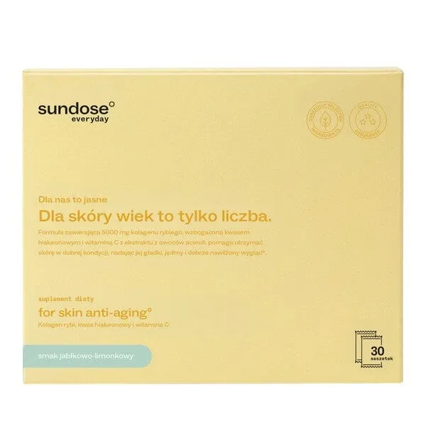 Sundose Everyday For Skin Anti-Aging, pliculețe cu pulbere, aromă de mere și limetă, 30 buc. — preț și oferte