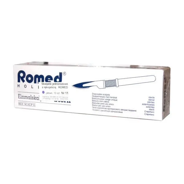 Bisturie de unică folosință Romed, sterilă (cu mâner) nr. 11, 10 buc. — preț și oferte