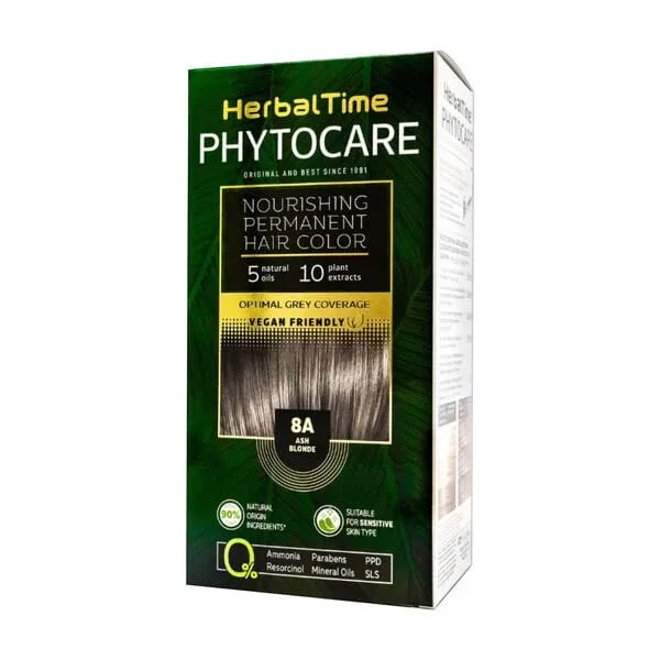 Herbal Time Phytocare, vopsea de păr 8A, blond cenușiu, 130 ml — preț și oferte