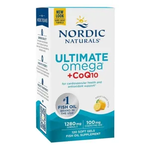 Nordic Naturals Ultimate Omega 1280 mg + CoQ10 100 mg, capsule, aromă de lămâie, 120 buc.