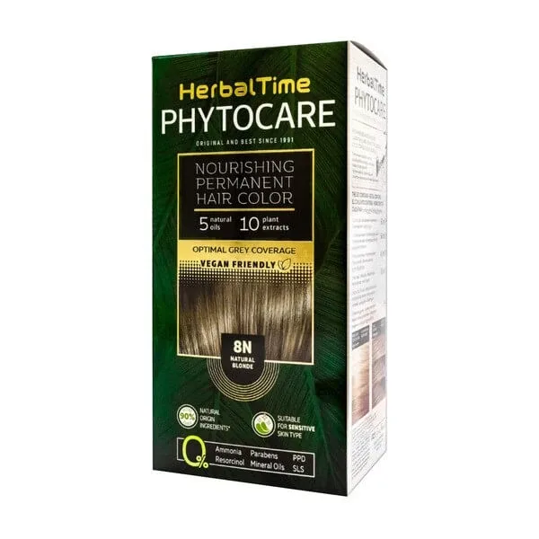 Herbal Time Phytocare, vopsea de păr 8N, blond natural, 130 ml — preț și oferte