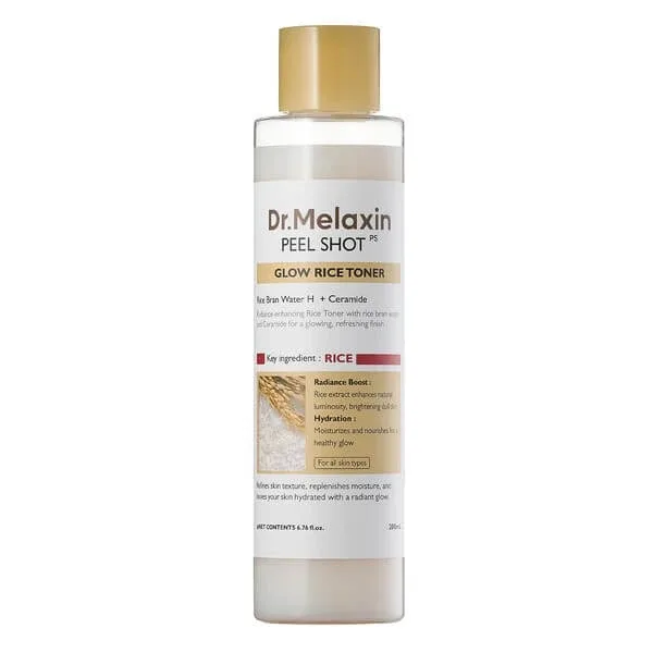 Dr.Melaxin Peel Shot Glow White Rice Toner, tonic de strălucire cu extract de orez alb, 200 ml — preț și oferte