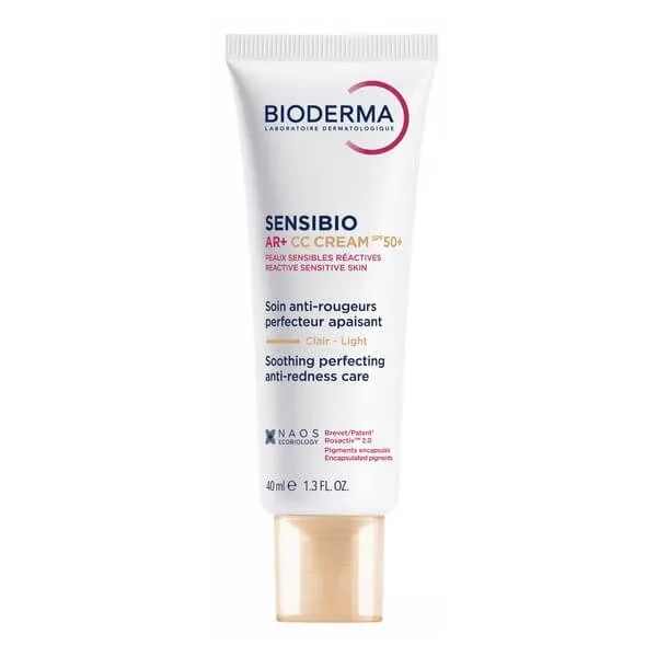 Bioderma Sensibio AR+ CC SPF 50+, cremă protectoare calmantă și reducătoare de roșeață, nuanță deschisă, 40 ml — preț și oferte