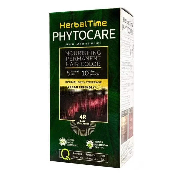 Herbal Time Phytocare, vopsea de păr, 4R Dark Cherry, 130 ml — preț și oferte