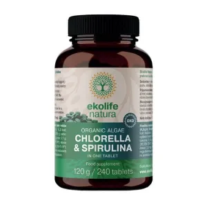 Ekolife Natura Organic Chlorella &amp; Spirulina, comprimate, 240 buc.
