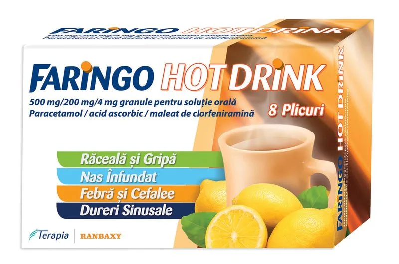 FARINGO HOT DRINK 500 MG/200 MG/4 MG X 8 TERAPIA SA — preț și oferte