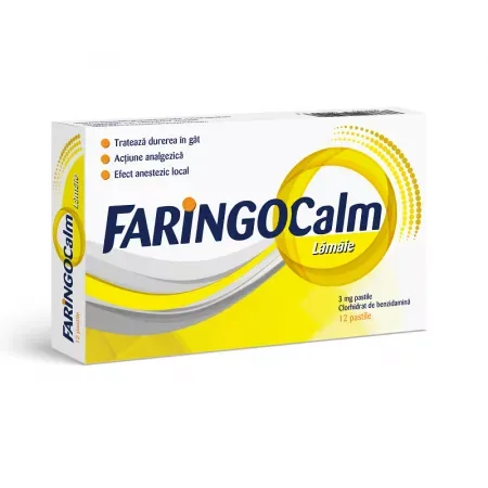 Faringocalm cu aroma de lamaie 3 mg, Terapia SA | 12 pastile — preț și oferte