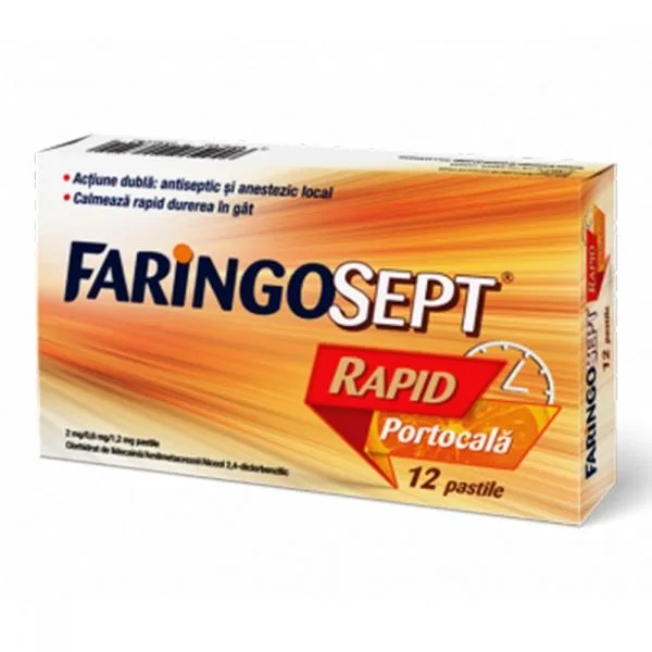 FARINGOSEPT RAPID PORTOCALA 2 MG/0,6 MG/1,2 MG X 12 TERAPIA SA — preț și oferte