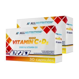 Set de 2 x Allnutrition Vitamina C 1000 + D3, capsule, 30 buc.