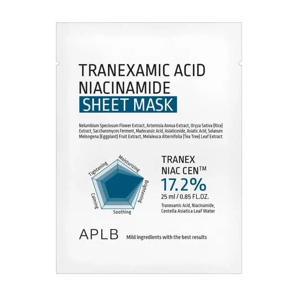 APLB Tranexamic Acid Niacinamide Sheet Mask, mască de strălucire cu acid tranexamic și niacinamidă, 25 ml — preț și oferte
