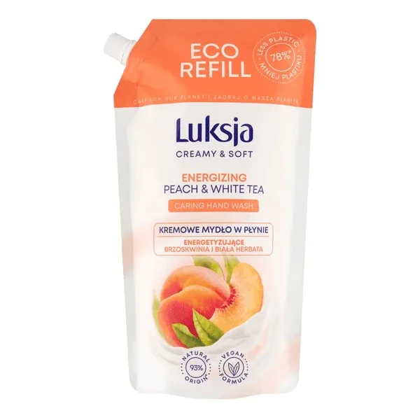 Luxja Creamy &amp; Săpun lichid moale, energizant, Piersică și ceai alb, refill, 900 ml — preț și oferte
