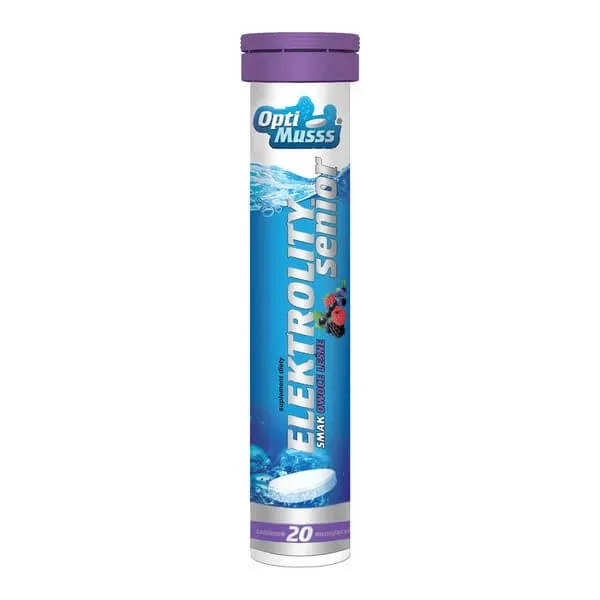 Senior Optimusss electroliți, tablete efervescente, aromă de fructe de pădure, 20 buc. — preț și oferte