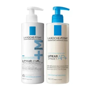 Kit La Roche Posay Lipikar, Syndet AP+, cremă de curățare care reaprovizionează lipidele împotriva iritațiilor pielii, 400 ml + Baume AP+Max, loțiune cu potr