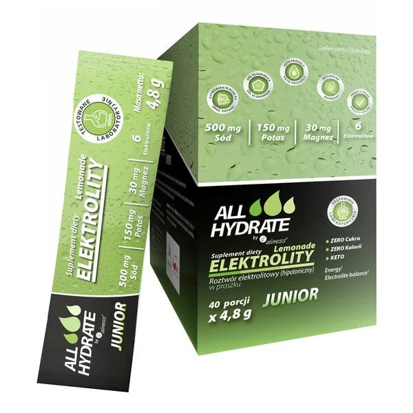 AllHydrate Electrolytes Junior, pliculețe cu pulbere, 4,8 g x 40 buc. — preț și oferte