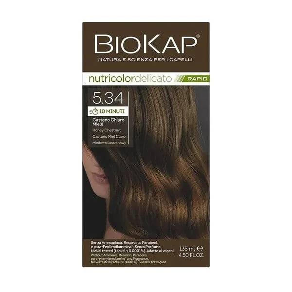 Biokap Nutricolor Delicato Rapid, vopsea de păr 5.34 honey chestnut, 135 ml — preț și oferte