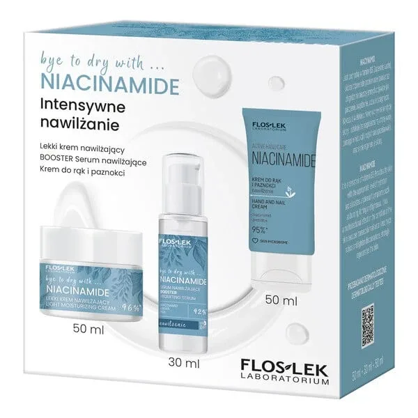 Flos-lek, kit hidratare intensivă, cremă hidratantă ușoară, 50 ml + ser hidratant booster, 30 ml + cremă pentru mâini și unghii, 50 ml — preț și oferte