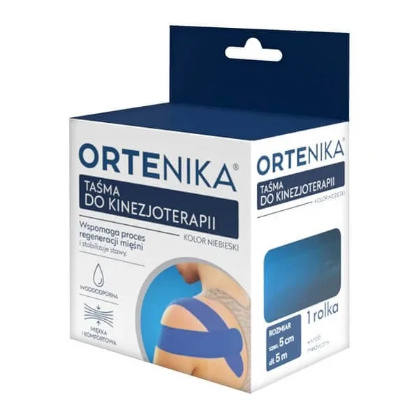 Orthenika, bandă de kinetoterapie, 5 cm x 5 m, albastru, 1 rolă — preț și oferte