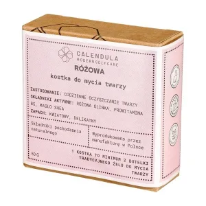 Calendula Modern Self Care, bară de curățare facială roz, 60 g