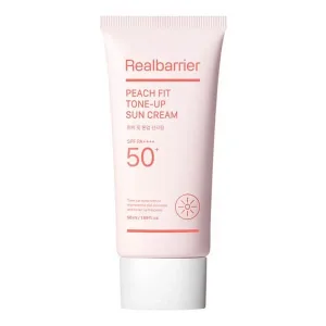 Real Barrier Peach Fit Tone-Up Sun Cream SPF50+ PA++++, cremă solară hidratantă cu efect iluminator, 50 ml