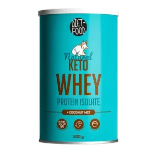 Diet-Food, Keto Whey Protein Isolate, proteine din zer cu ulei de nucă de cocos MCT, 500 g