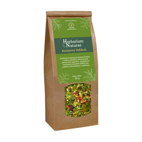 Green Mornings, Herbarium Naturae, respirație de flori, compoziție de ceai verde, 50 g — preț și oferte