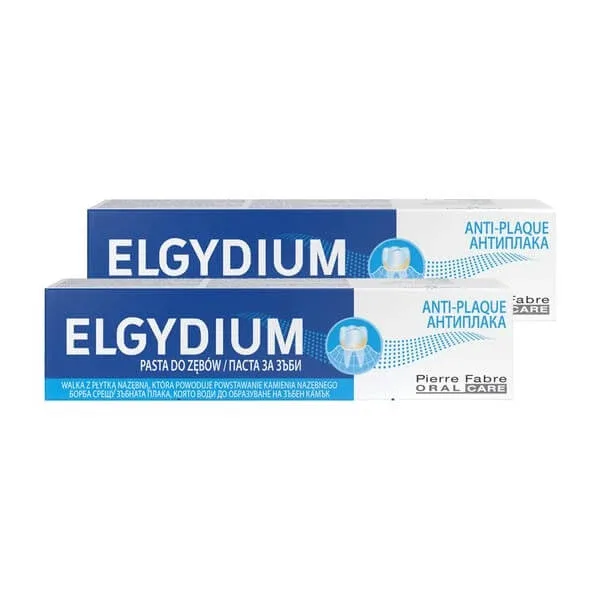 Set de 2 x pastă de dinți Elgydium Anti Plaque, 75 ml — preț și oferte