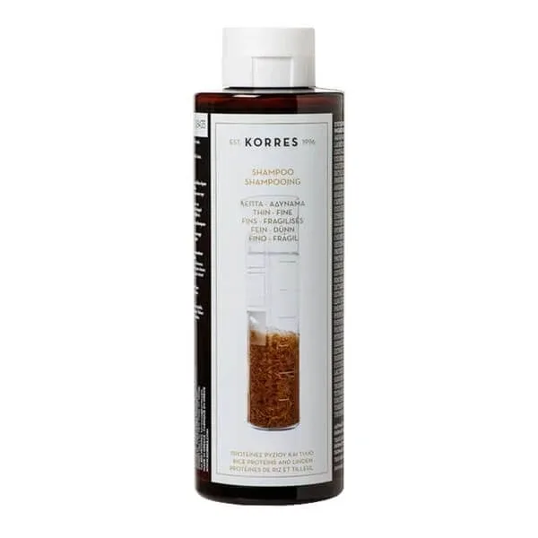 Korres, șampon cu proteine din orez și extract de tei pentru păr subțire, 250 ml — preț și oferte