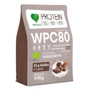 BeOrganic Protein WPC 80, pulbere, aromă de cacao, 345 g