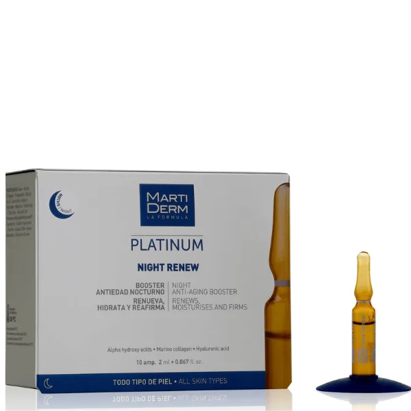 Fiole cu acid hialuronic si alfa hidroxi acizi Night Renew, Platinum, Martiderm | 10 fiole — preț și oferte