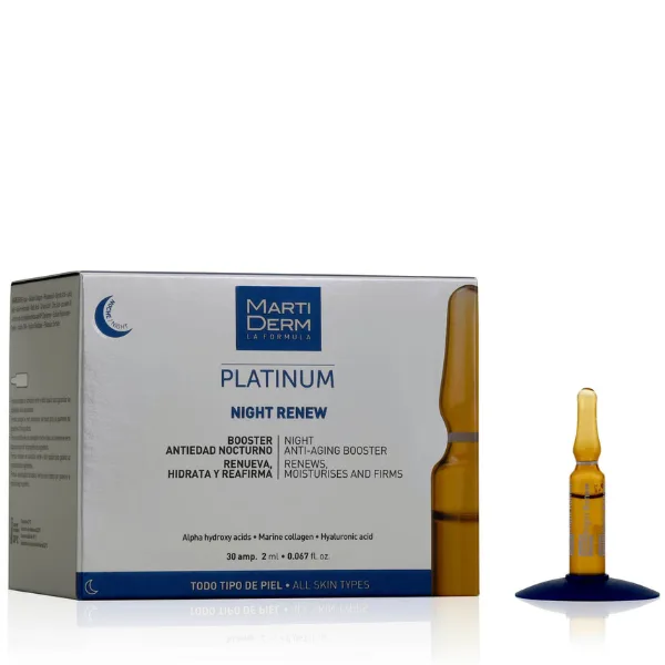 Fiole cu acid hialuronic si alfa hidroxi acizi Night Renew, Platinum, Martiderm | 30 fiole — preț și oferte