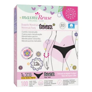 Masmi Reuse, covorașe menstruale organice pentru fete adolescente 100% bumbac BIO, mărimea XS