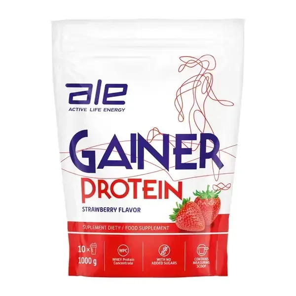 ALE Gainer Protein Strawberry Flavor, pulbere, 1000 g — preț și oferte