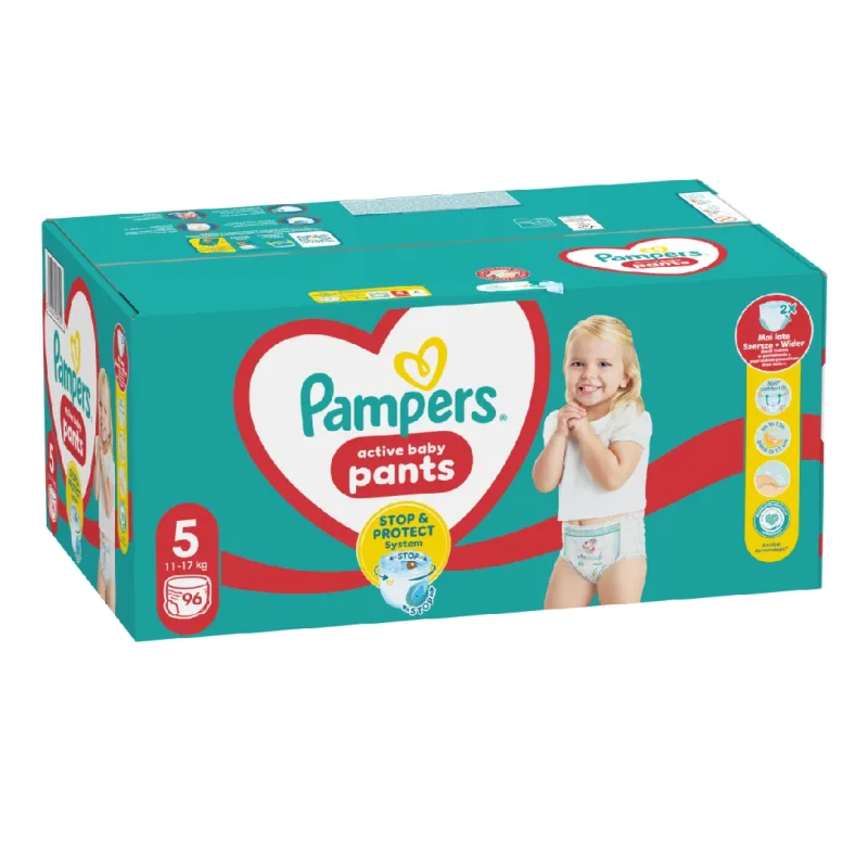Scutece chilotel Active Baby Pants Nr.5, 11-17 kg, 96 bucati, Pampers — preț și oferte
