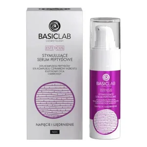 BasicLab Esteticus, ser facial peptidic stimulant pentru tensiune nocturnă și fermitate, 30 ml