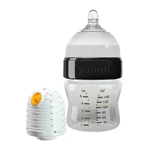 Yoomi, Set negru, sticlă de 140 ml + încălzitor, 1 buc.