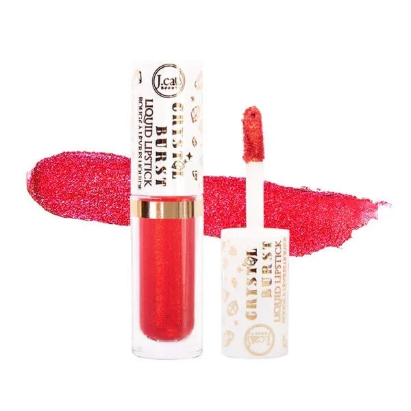 J.Cat Beauty Crystal Burst Liquid Lipstick, luciu de buze cu sclipici 102 Secret Ruby, 0.8 g — preț și oferte